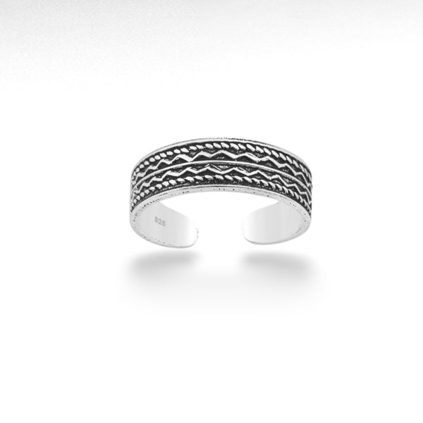 Sterling Silver Adjustable Oxidized Toe Ring