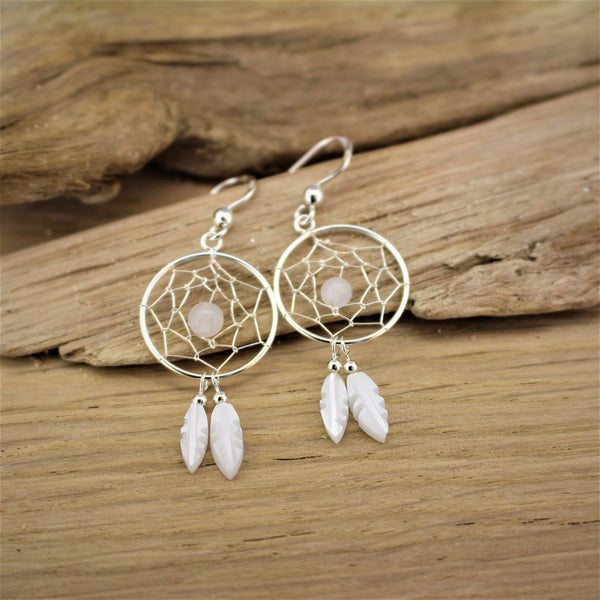 Silver Dream Catcher Hook Earrings