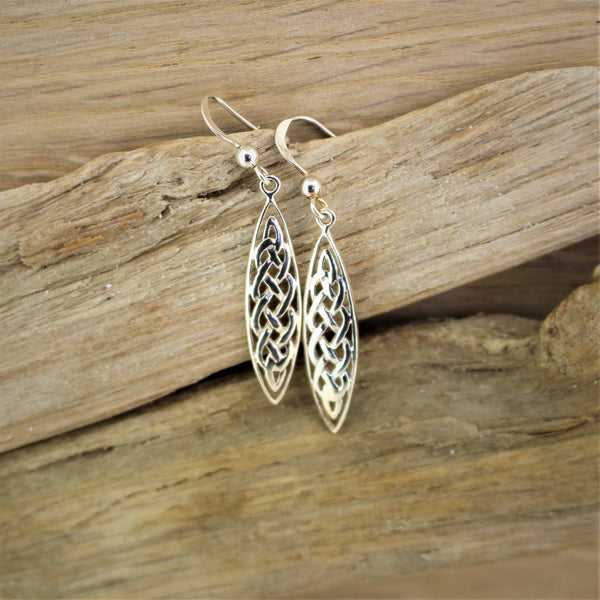 Silver Celtic Lattice Hook Earrings