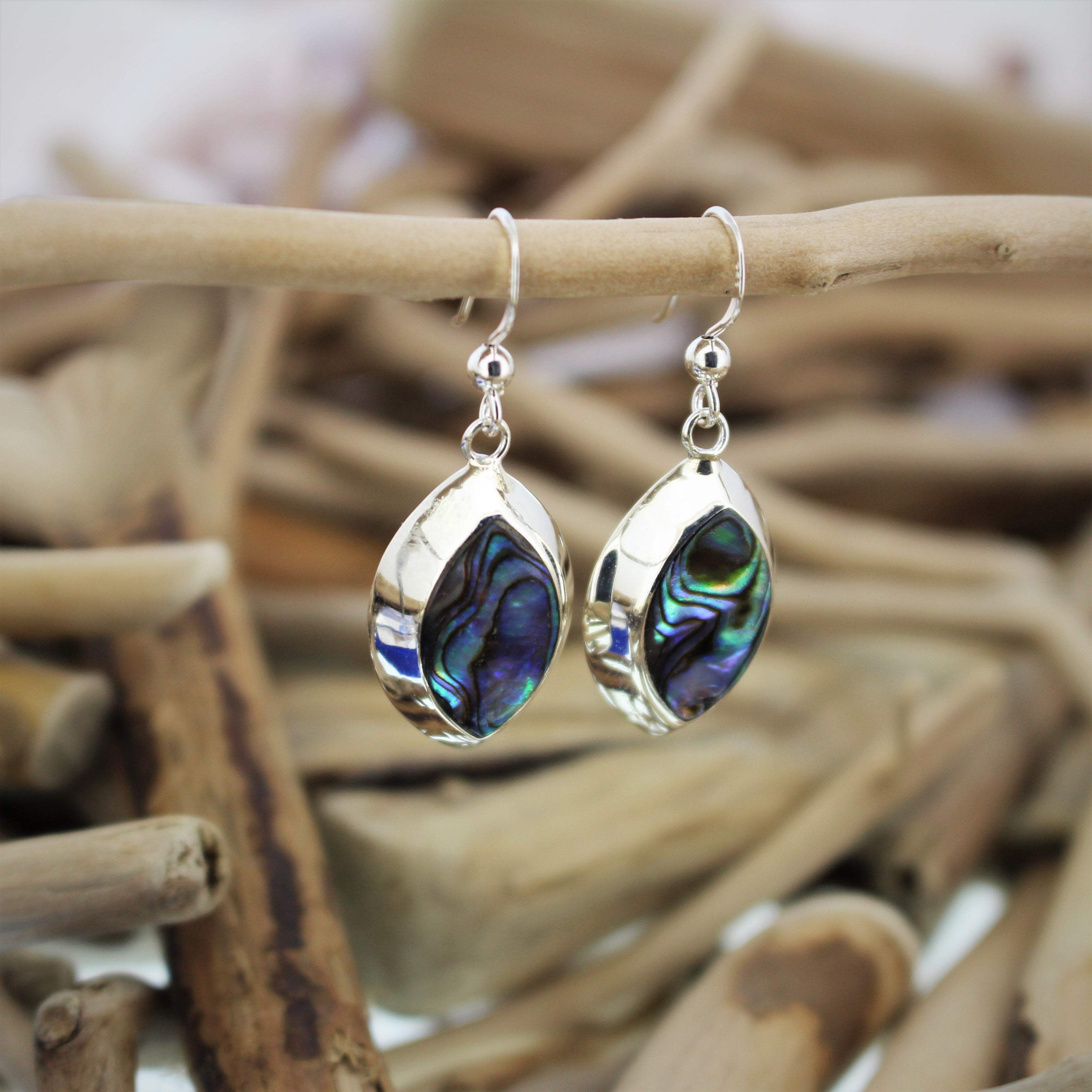 Silver and Abalone Hook Earrings