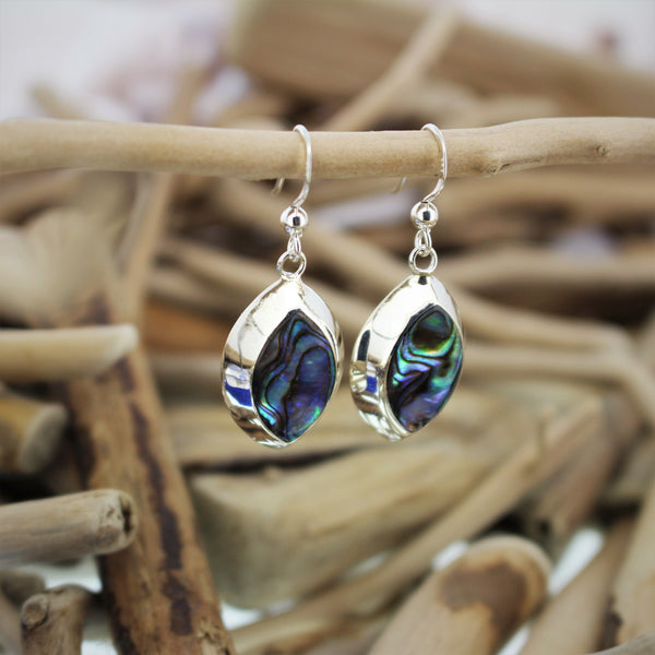 Silver and Abalone Hook Earrings