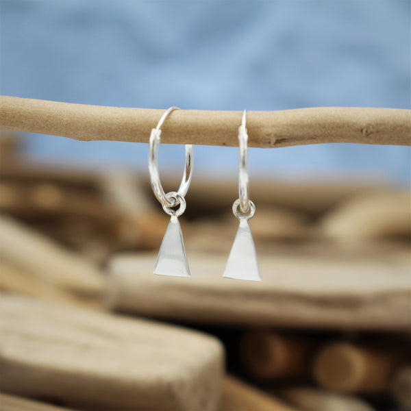 Silver Sleeper Hoops with Triangle