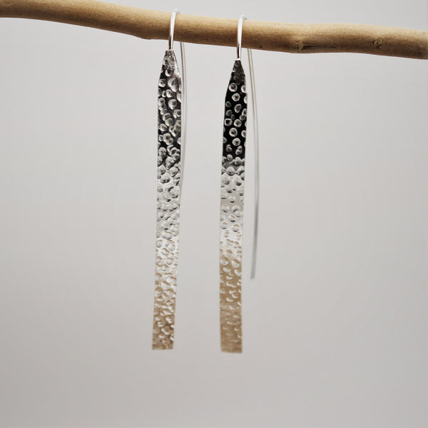 Silver Hammered Hook Earrings