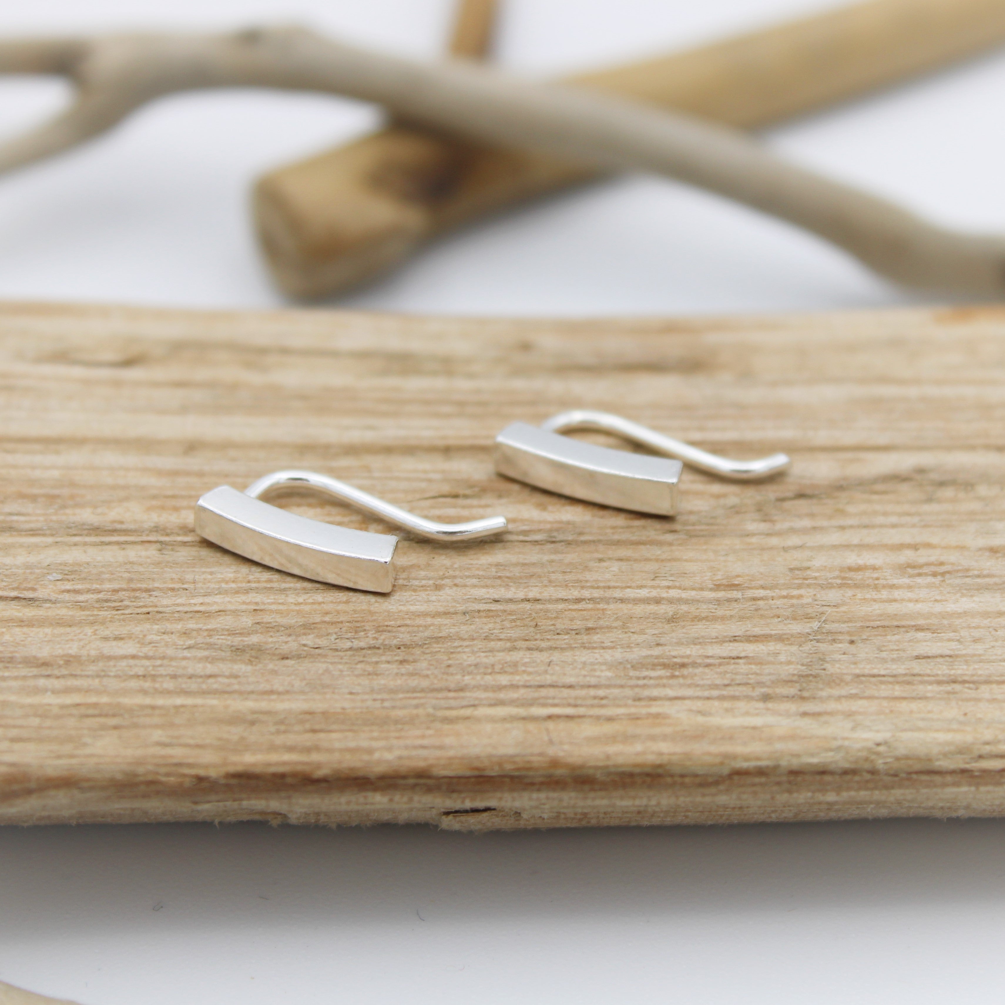 Silver Bar Hook Earrings