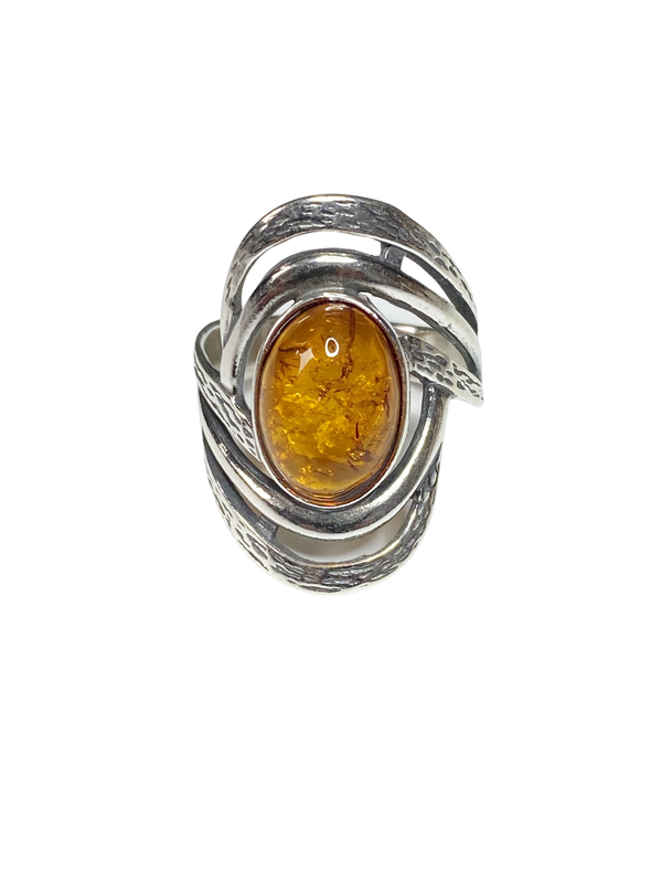 Silver and Amber Ring